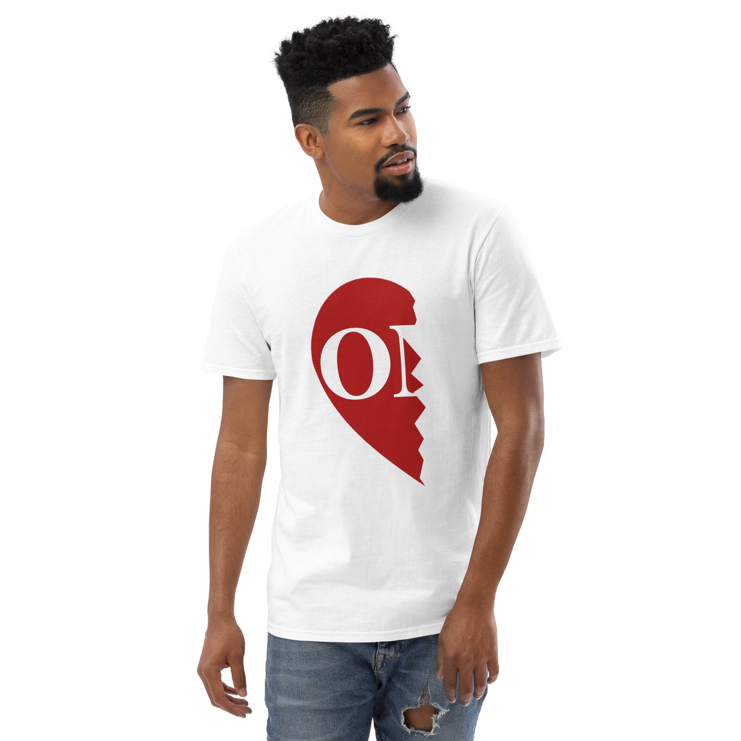 "ONE" Left Side Mens Heart T-Shirt